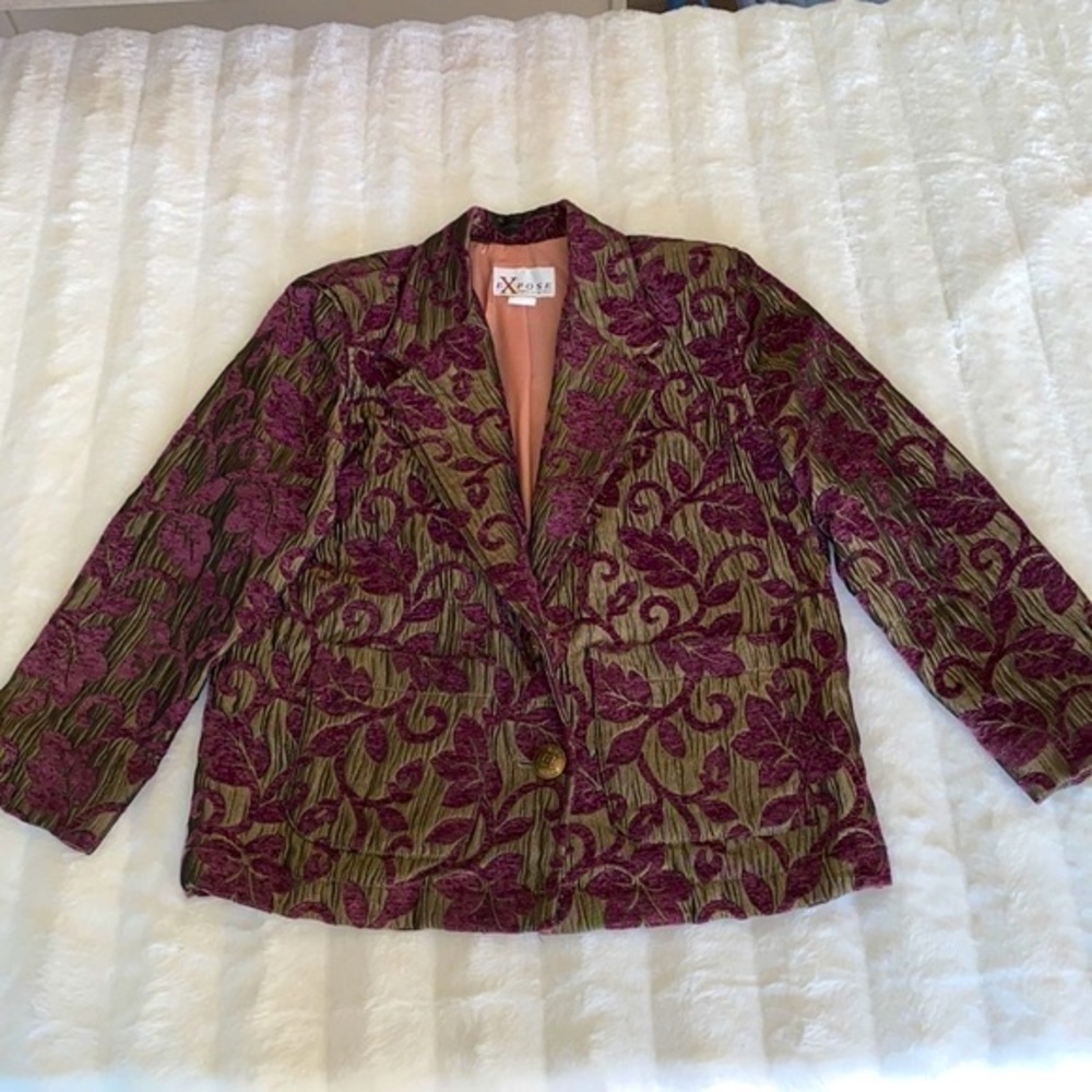 Vintage Women's Chenille Blazer Jacket by Expose Sz M Artsy Retro